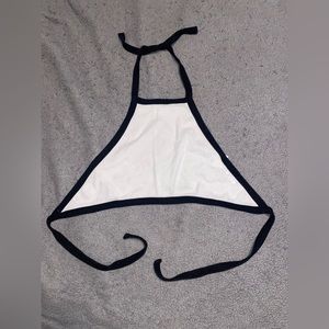 Black and white open tie back Garage cropped shirt